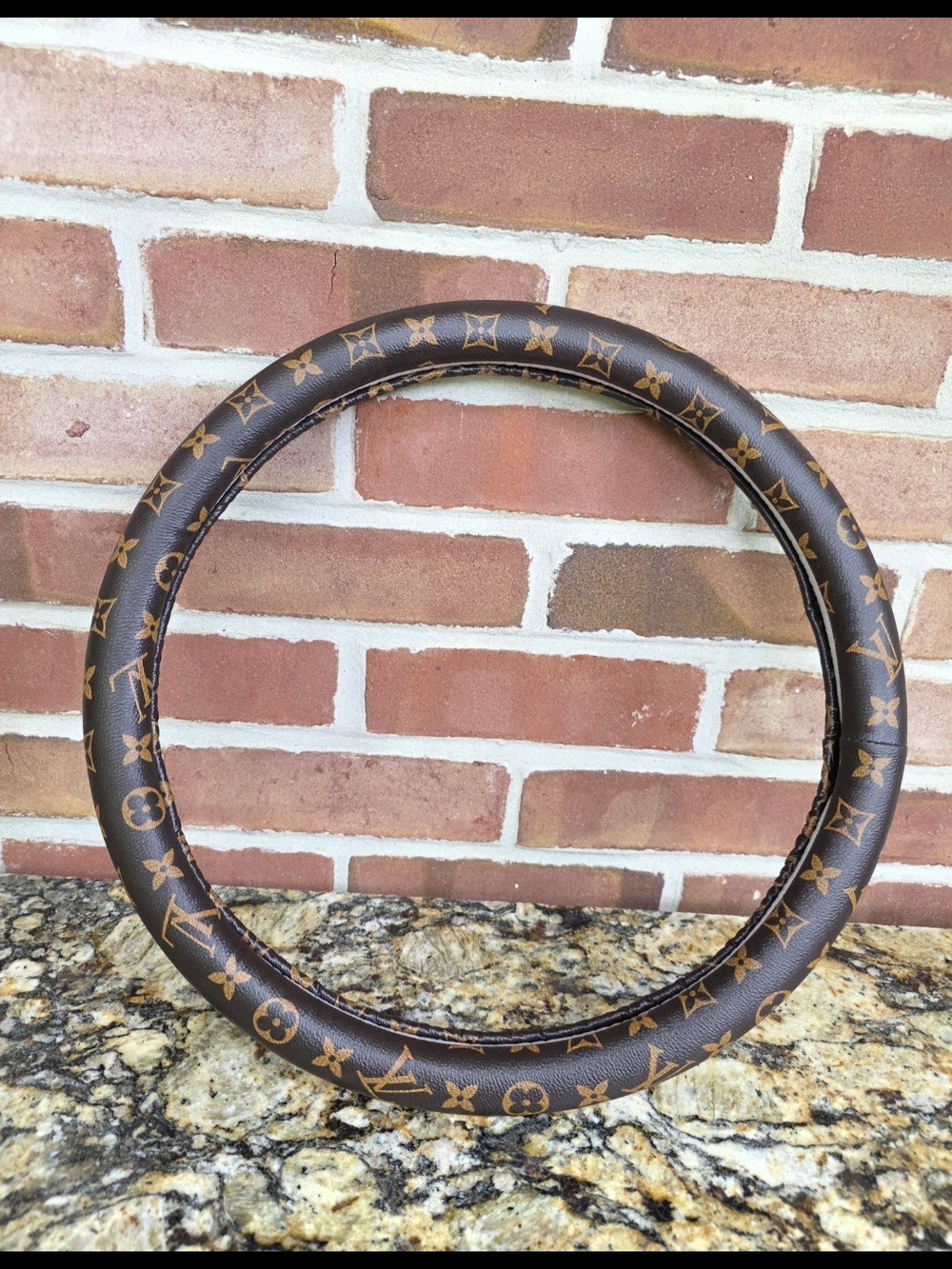 Louis Vuitton Leather  Steering Wheel Cover, Universal Size.